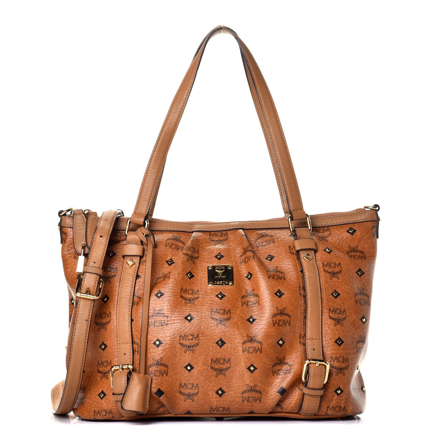 Visetos Studded Medium Essentials Shopper Tote Cognac