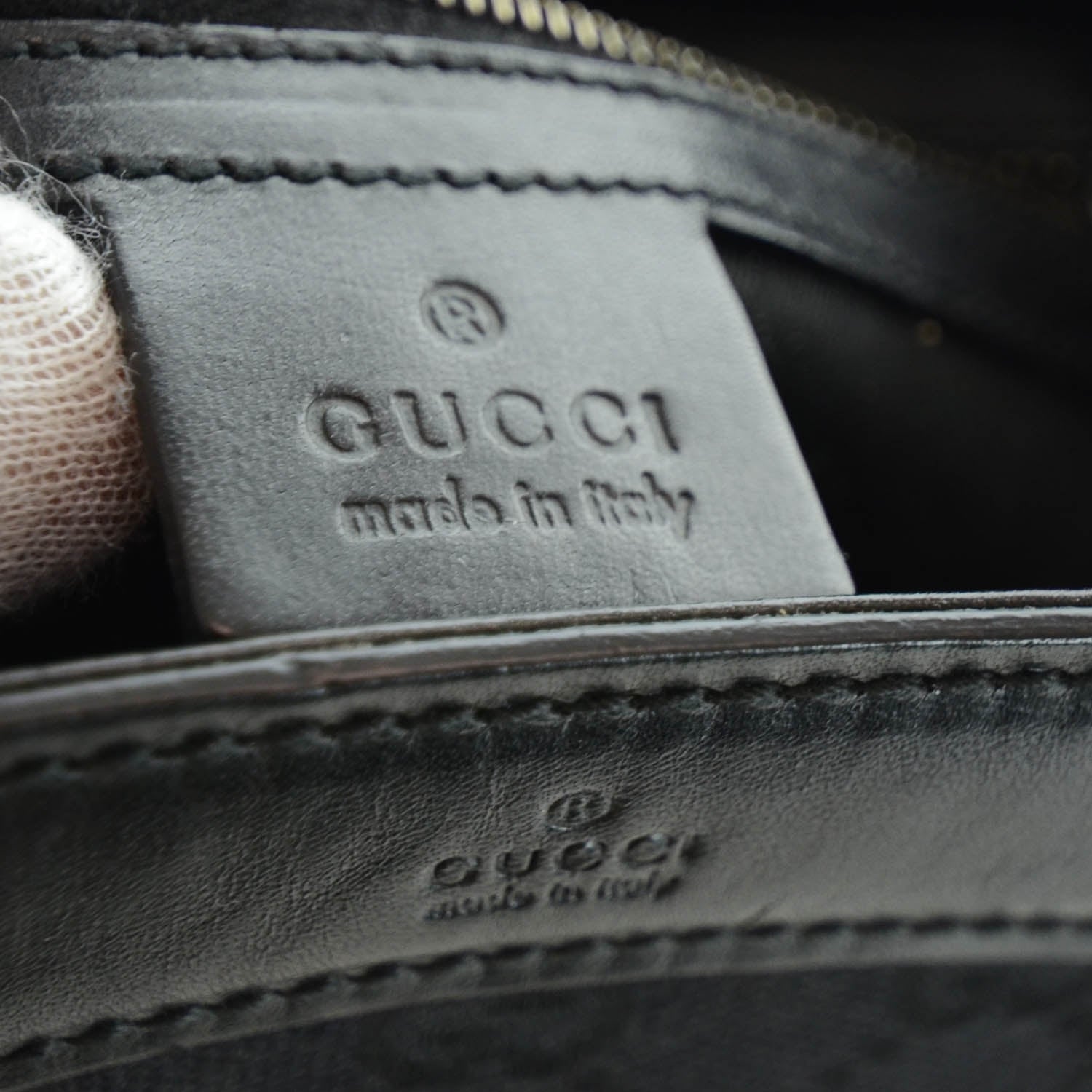 Gucci Canvas Monogram Woven Handle Tote Black 7 of 9