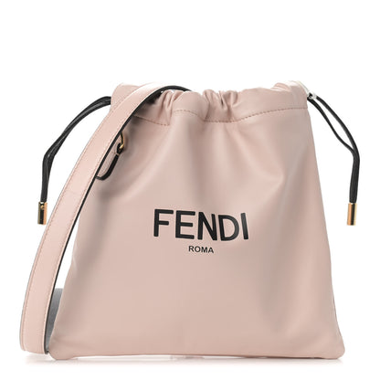 Fendi Soft Nappa Logo Small Drawstring Pouch Bag Rosa Quarzo Black 1 of 9