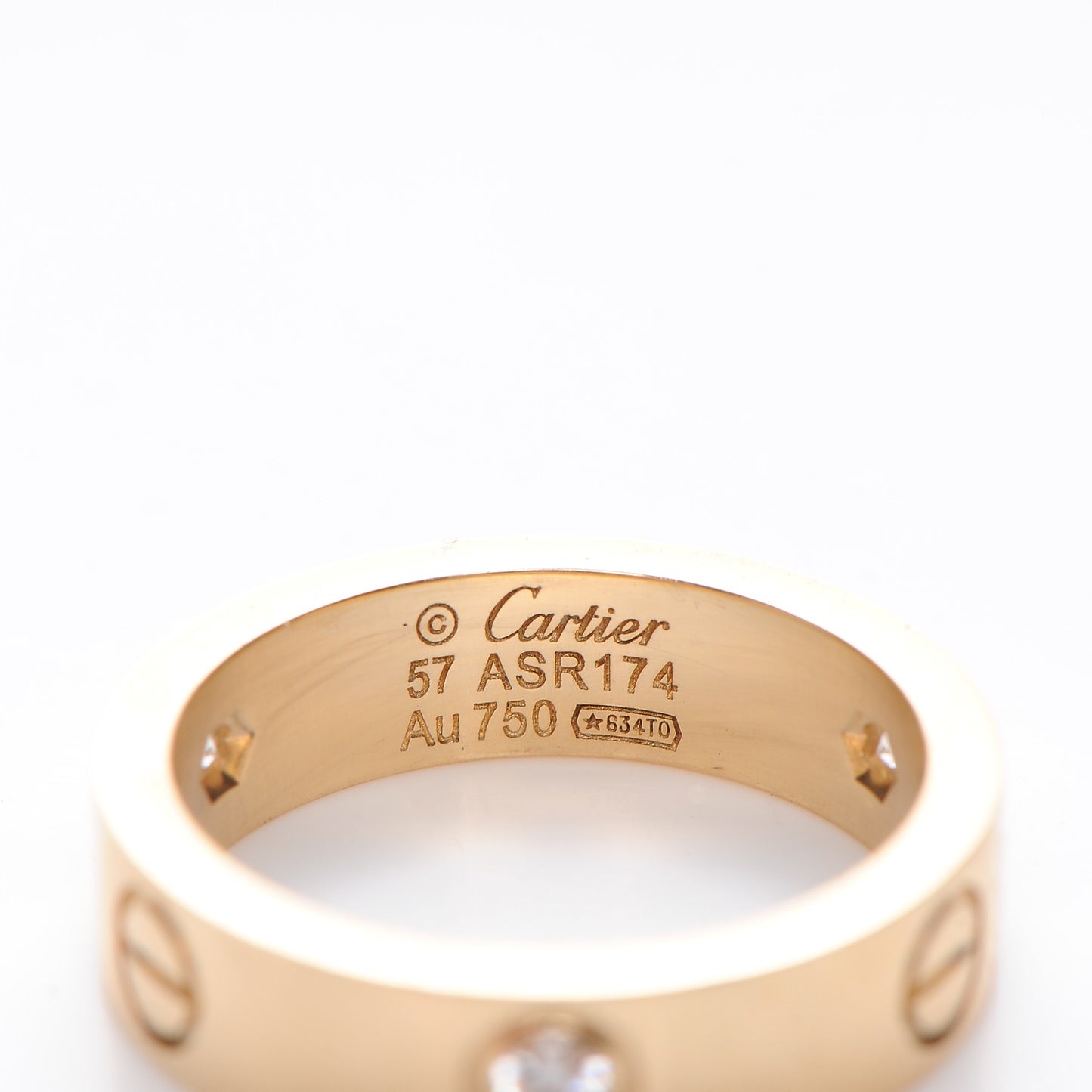 18K Yellow Gold 3 Diamond 5.5mm LOVE Ring 57 8