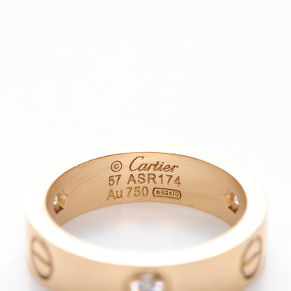 Cartier 18K Yellow Gold 3 Diamond 5.5mm LOVE Ring 57 8 5 of 7