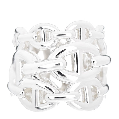 Hermes Sterling Silver GM Chaine d'Ancre Enchainee Band Ring 51 5.75 1 of 4