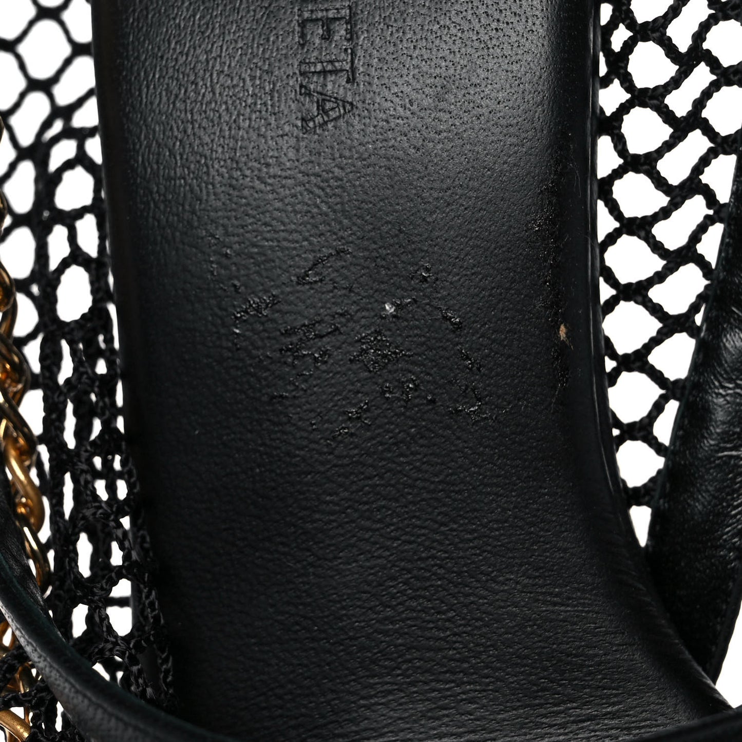 Mesh Nappa Chunky Chain Sandals 36 Black