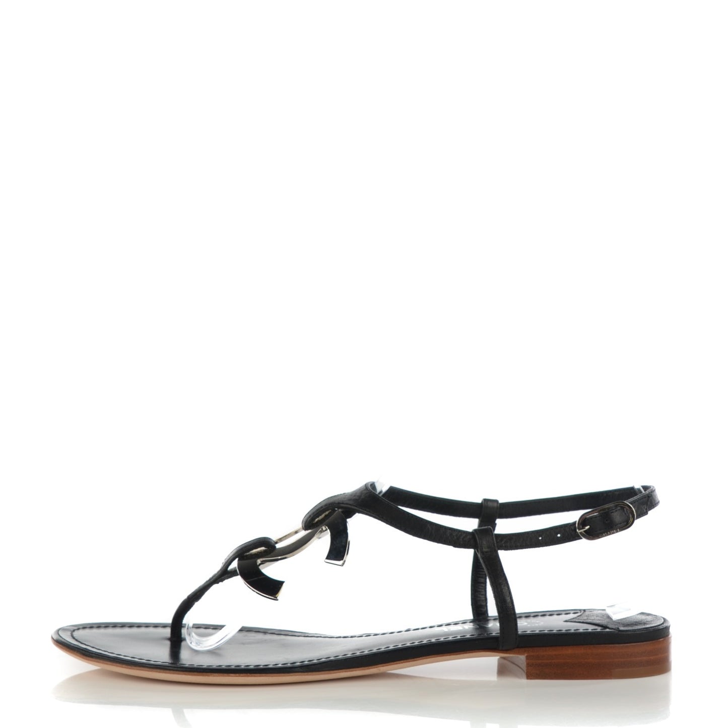 Leather CC Thong Sandals 40 Black