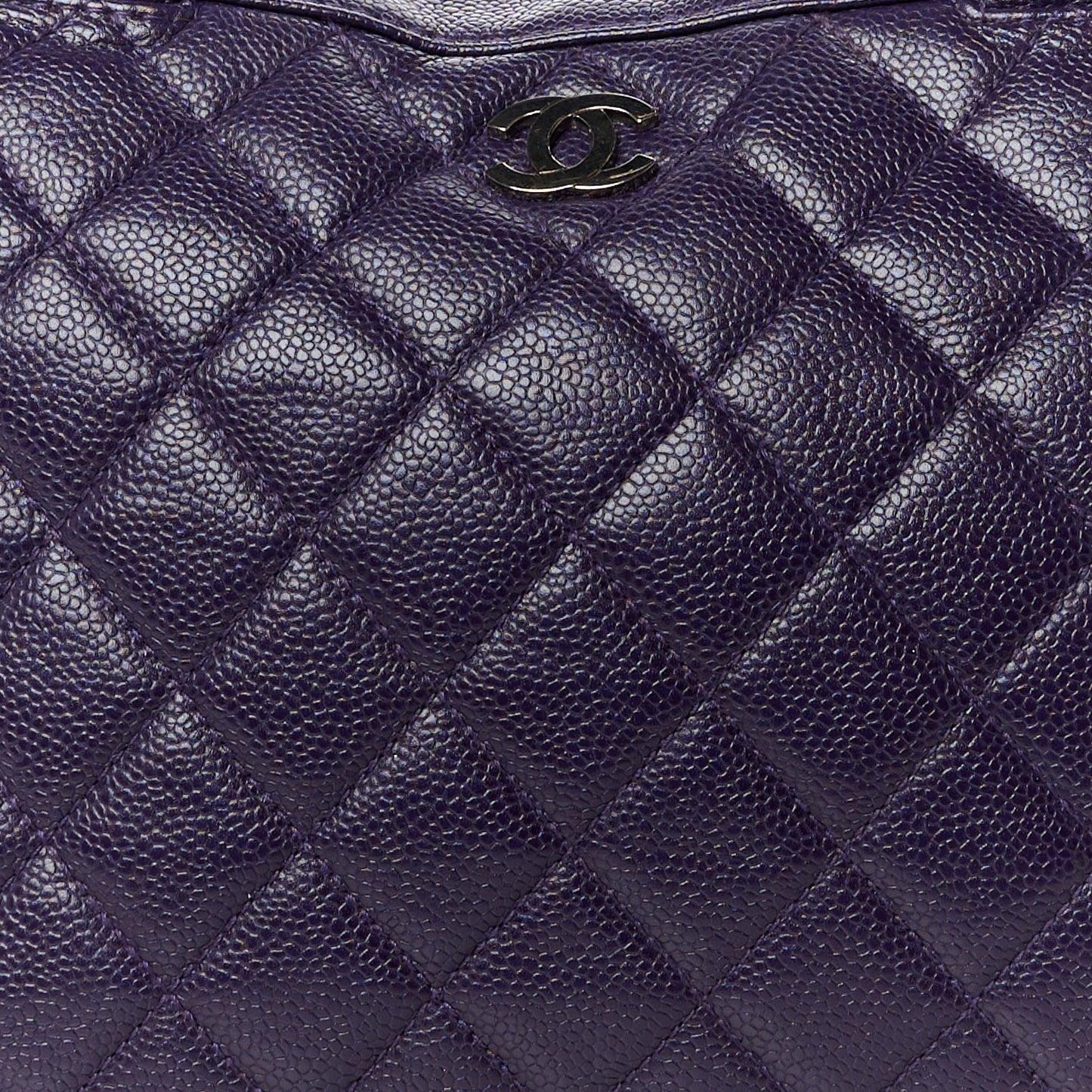 Caviar Quilted Bowler Dark Purple