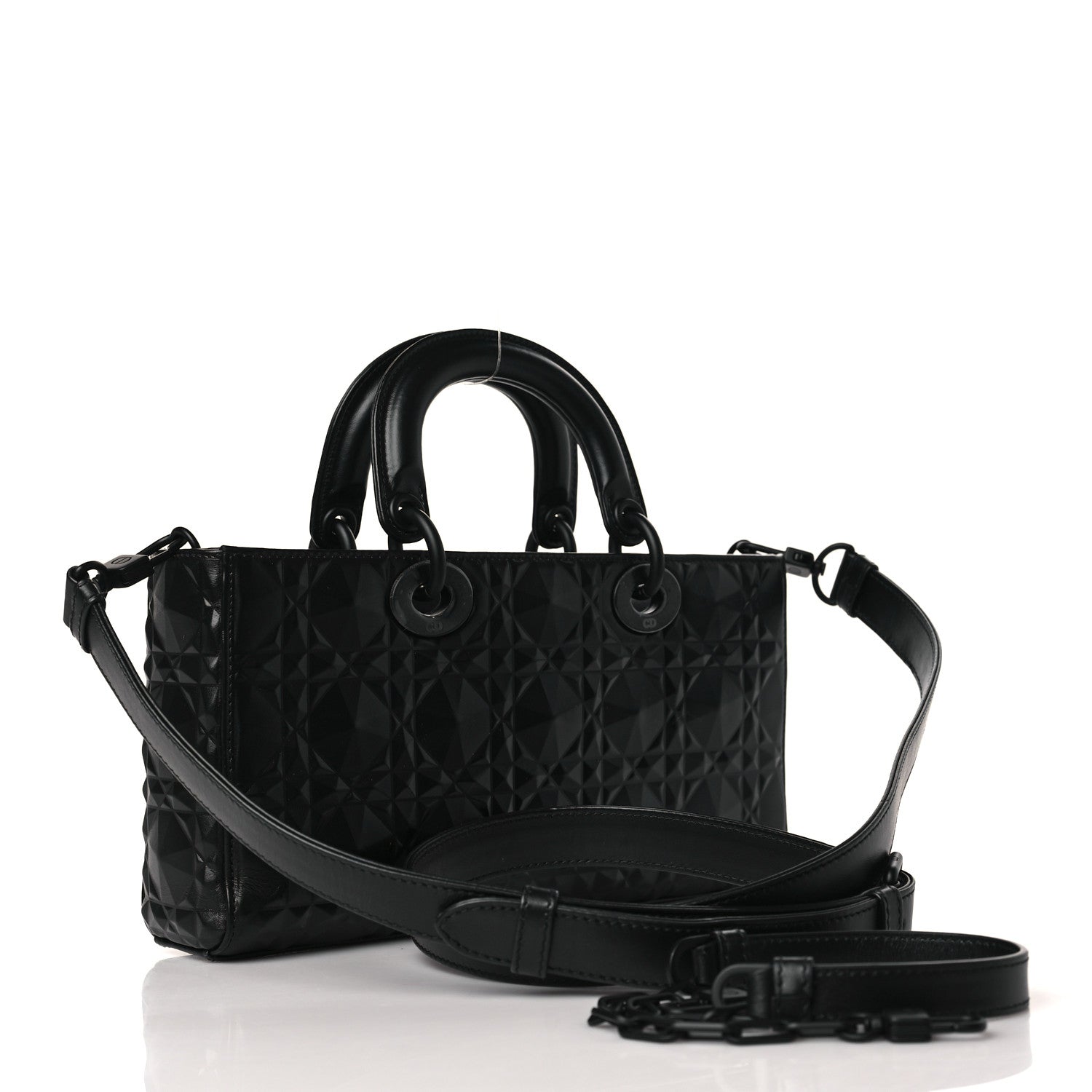 Christian Dior Calfskin Cannage Diamond Lady D-Joy Black 3 of 8