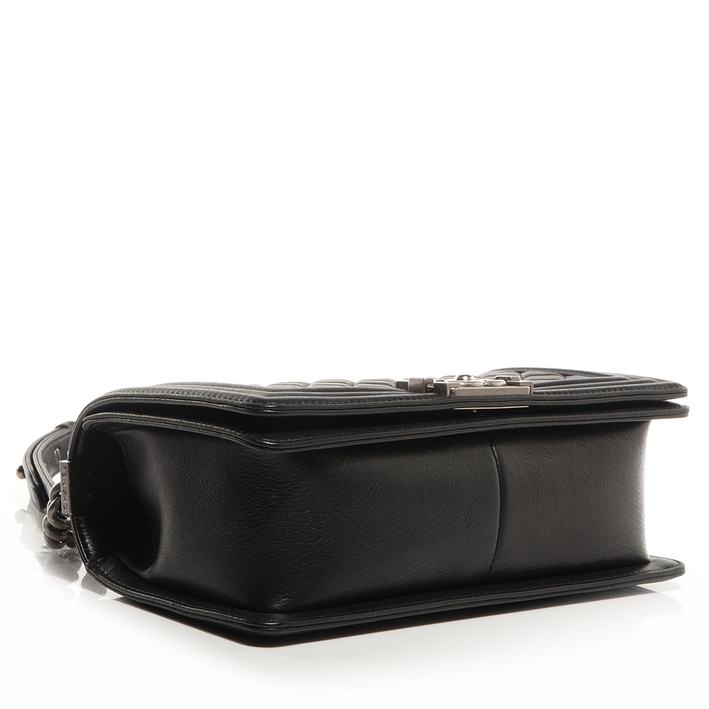 Metallic Calfskin Quilted Medium Boy Flap Black