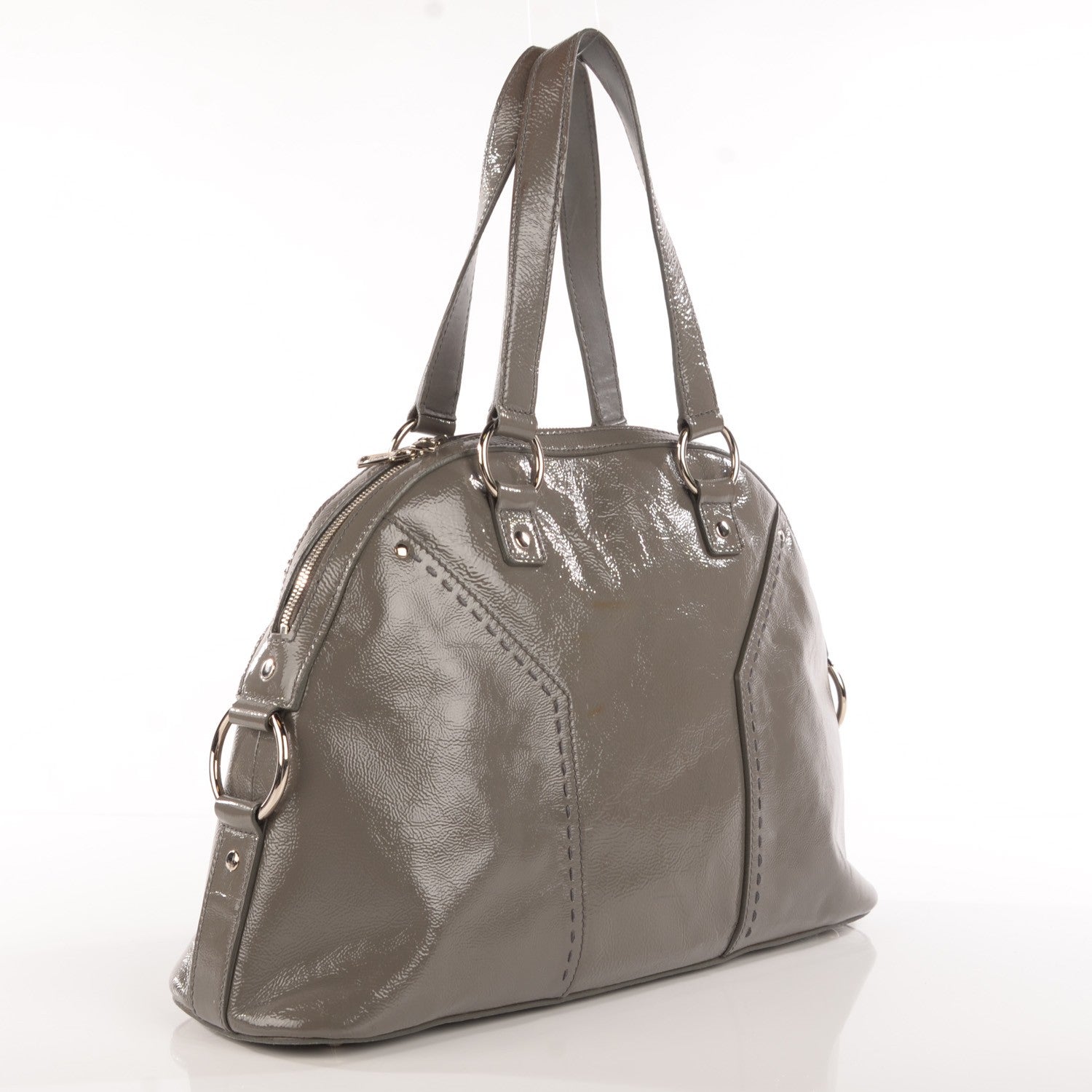 Saint Laurent Patent Calfskin Large Muse Gray 4 of 15