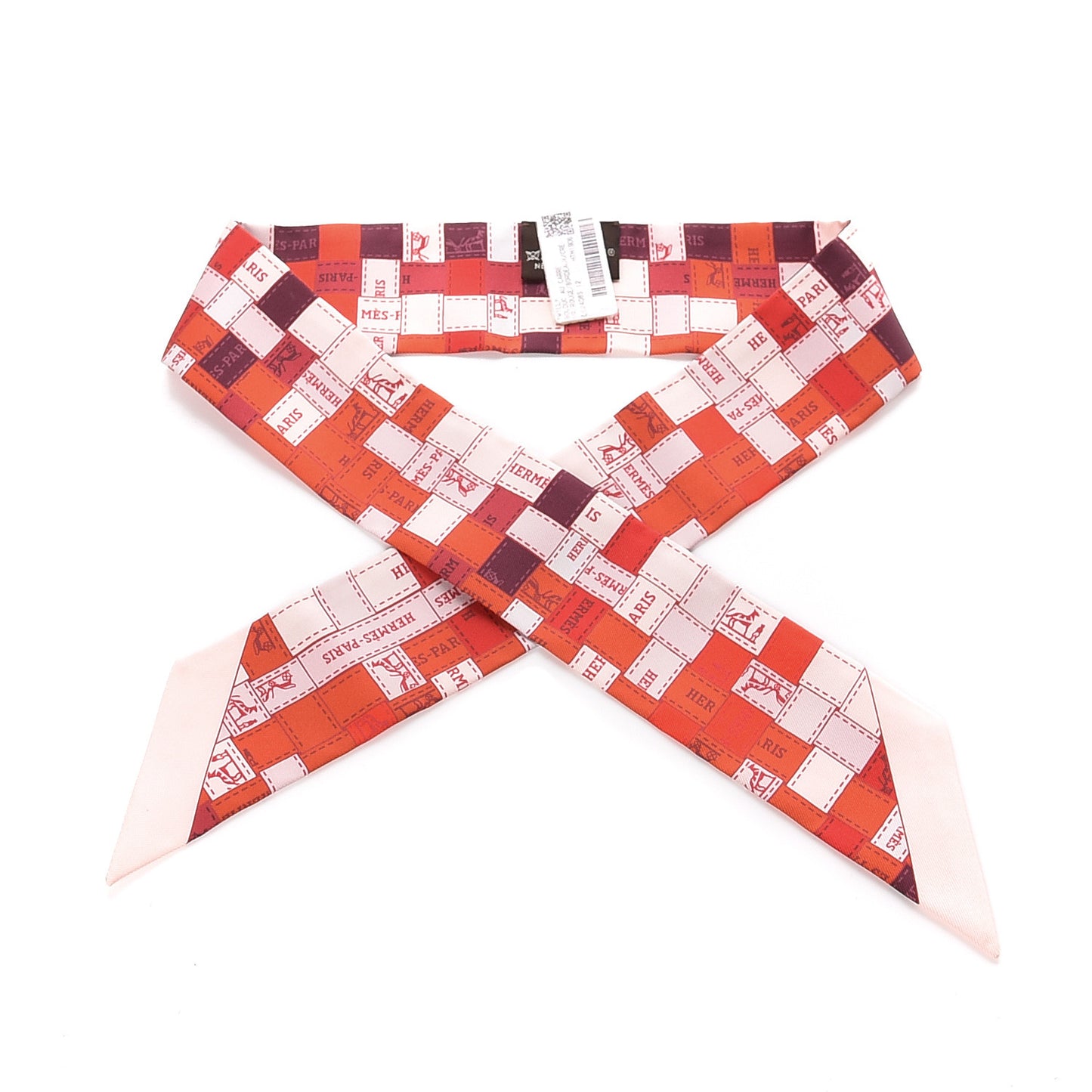 Silk Bolduc Au Carre Twilly Rouge Bordeaux Creme