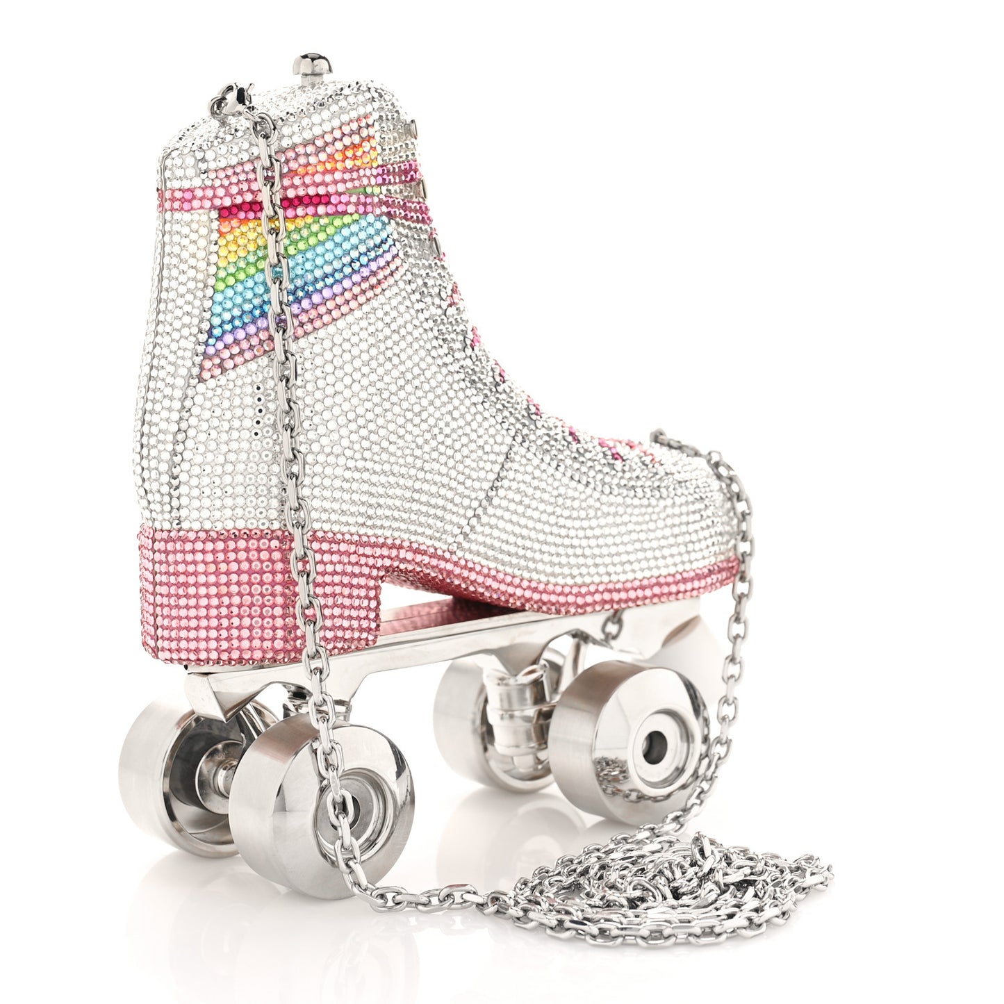 Swarovski Crystal Let's Roll Rollerskate Minaudiere Clutch Silver Multicolor