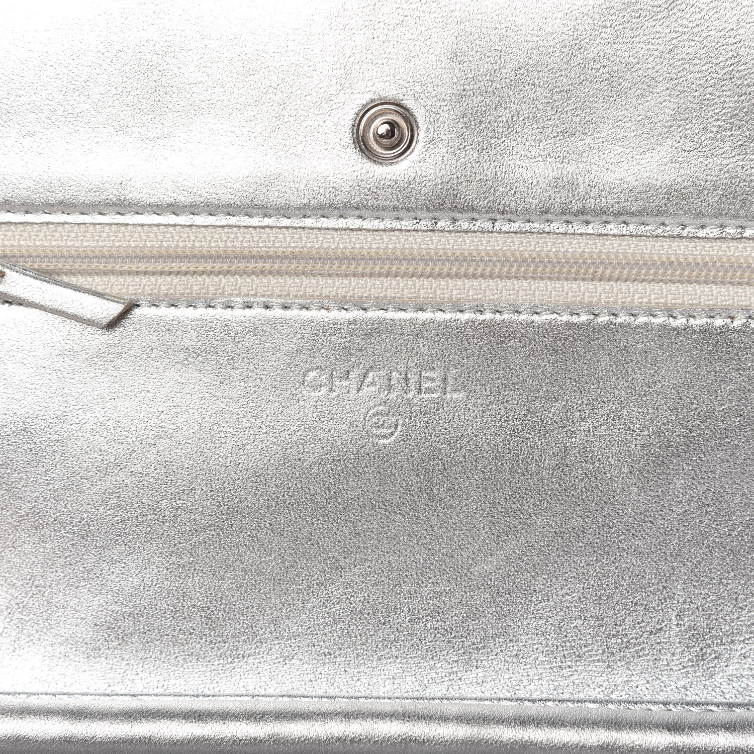 Chanel Metallic Lambskin Quilted Wallet On Chain WOC Silver 8 of 11