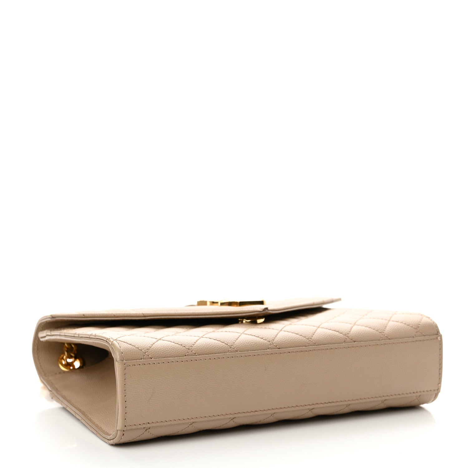 Saint Laurent Grain De Poudre Textured Mixed Matelasse Medium Triquilt Monogram Satchel Dark Beige 4 of 14