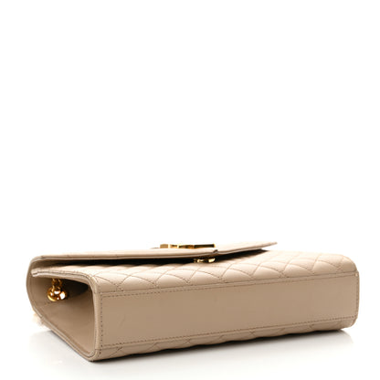 Saint Laurent Grain De Poudre Textured Mixed Matelasse Medium Triquilt Monogram Satchel Dark Beige 4 of 14