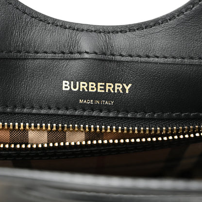 Burberry Smooth Calfskin Cashmere Check Mini Pocket Bag Black 6 of 9