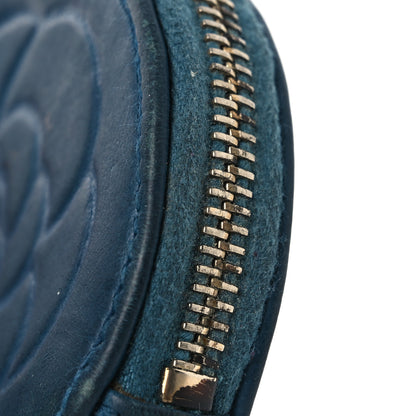 Chanel Lambskin Round Camellia CC Coin Purse Navy 13 of 13