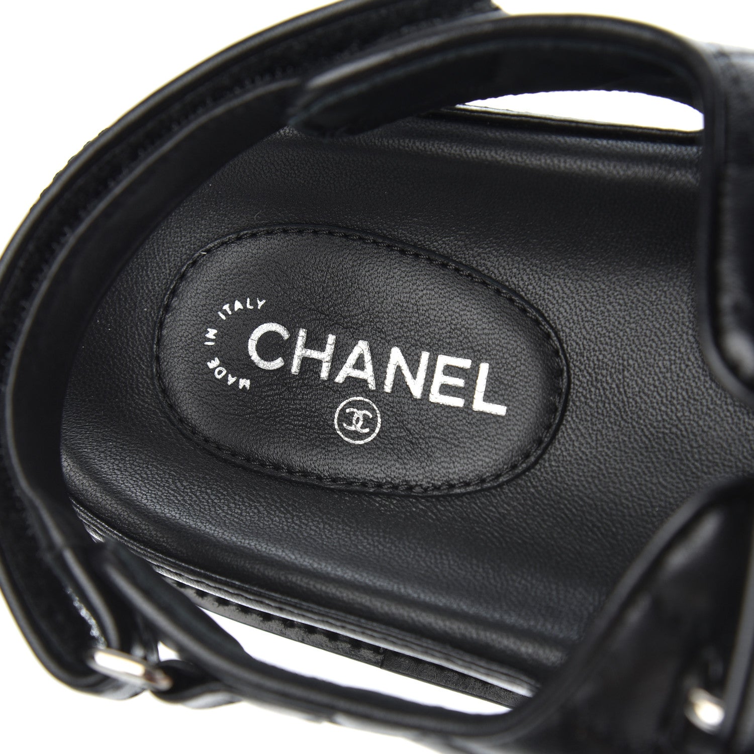 Chanel Lambskin Velcro Dad Sandals 40.5 Black 7 of 9