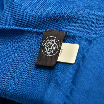 Hermes Cashmere Silk New Libris Stole Cobalt 4 of 5