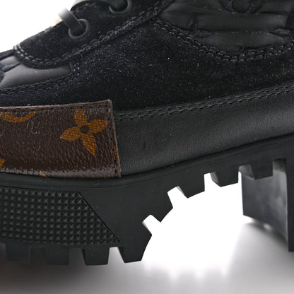 Louis Vuitton Nylon Suede Calfskin Shearling Monogram Laureate Platform Boots 38 Black 10 of 12