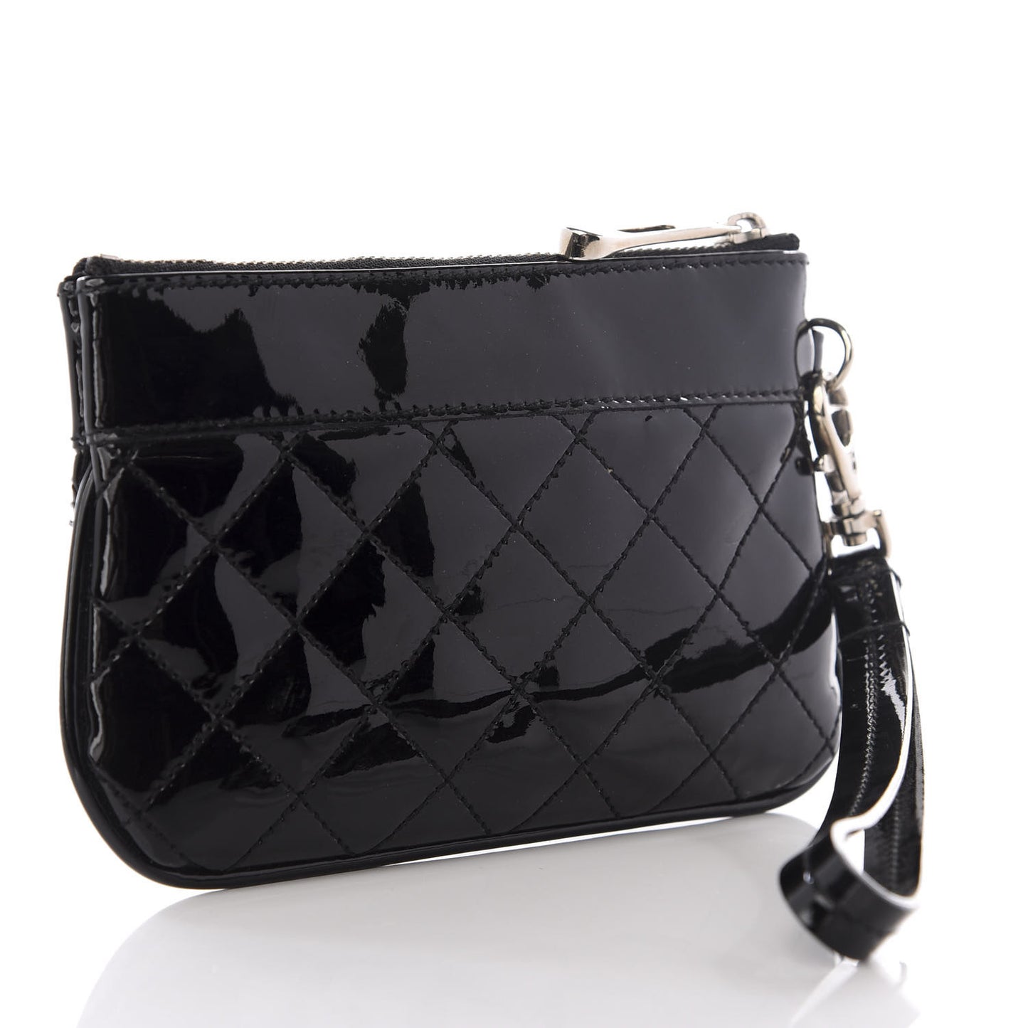 Patent Quilted Wristlet Black