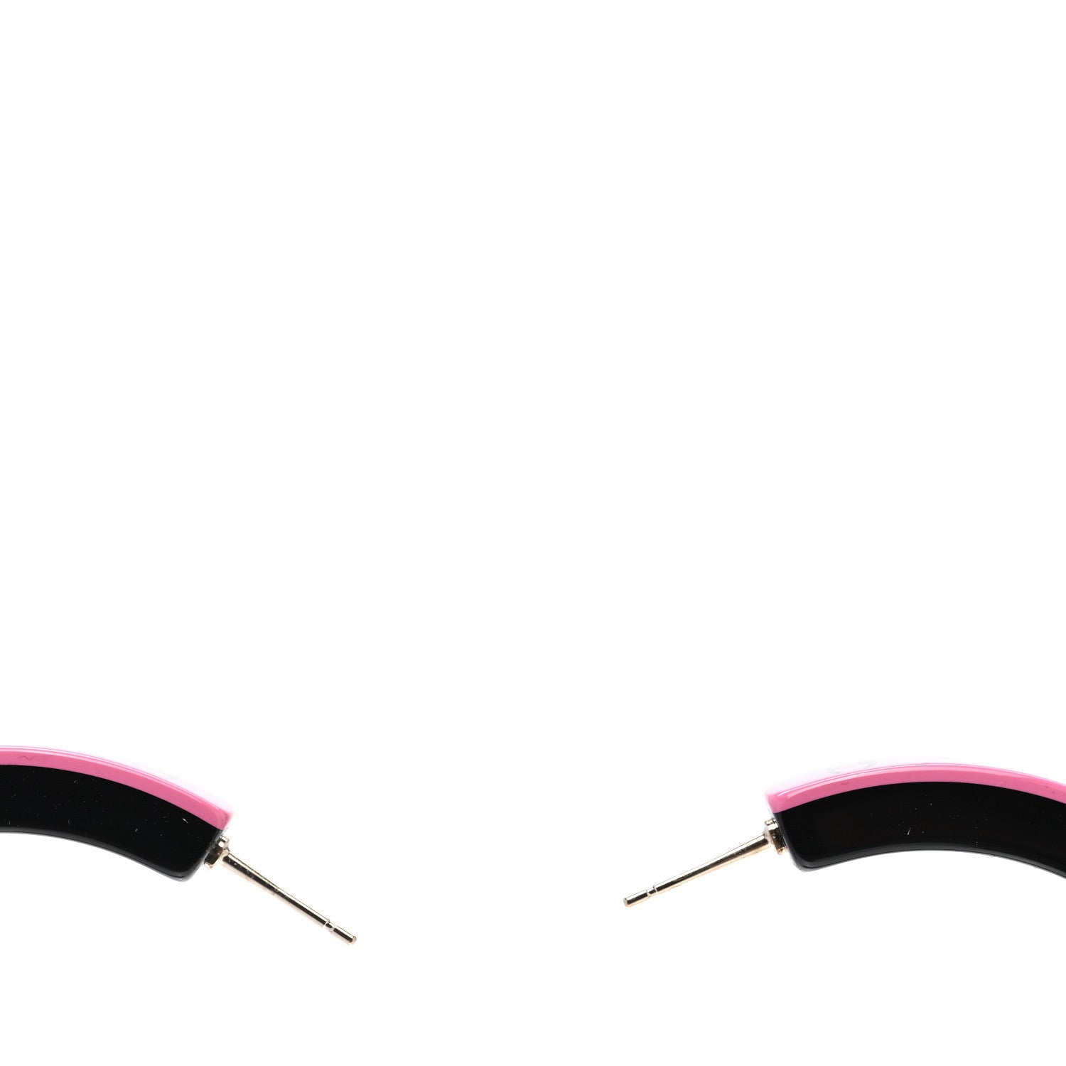 Chanel Resin Logo Hoop Earrings Pink Black 5 of 6