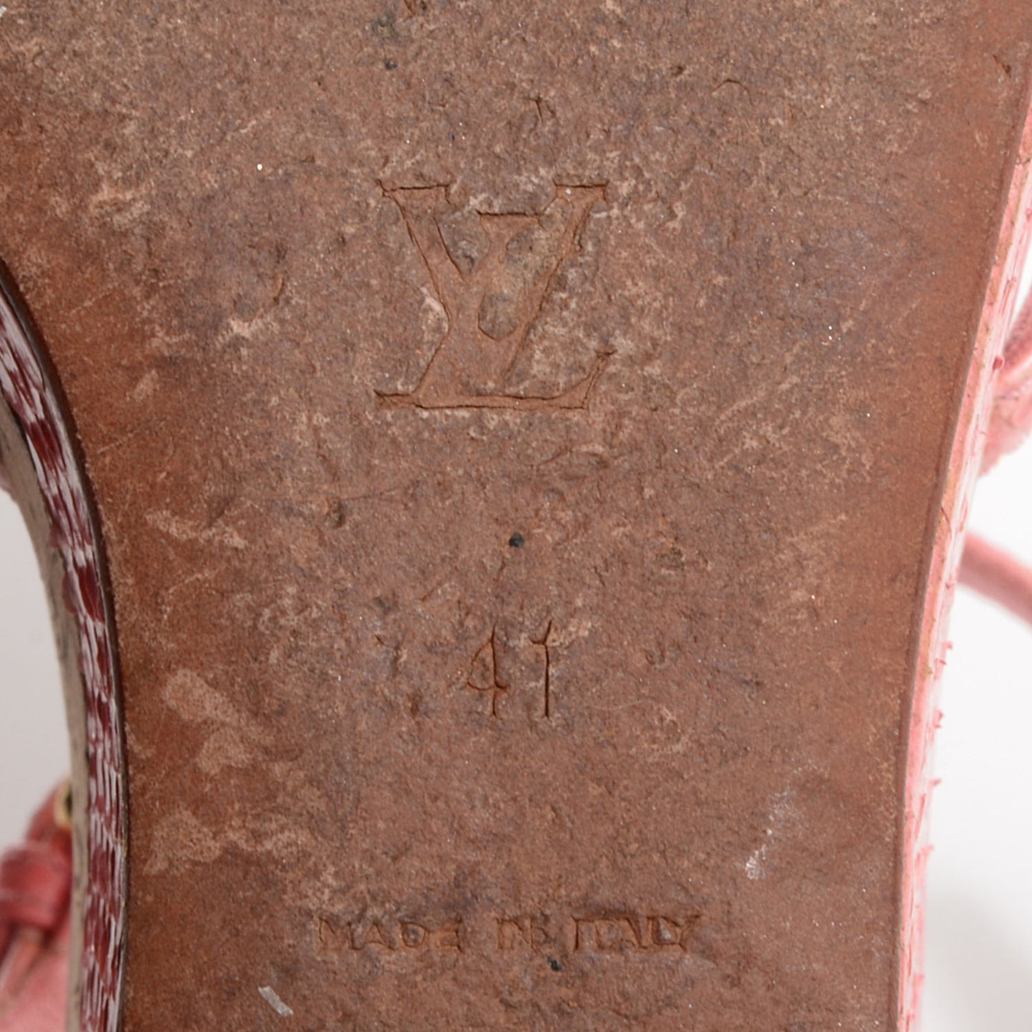 Python Leather Wedge Sandals 41 Pink