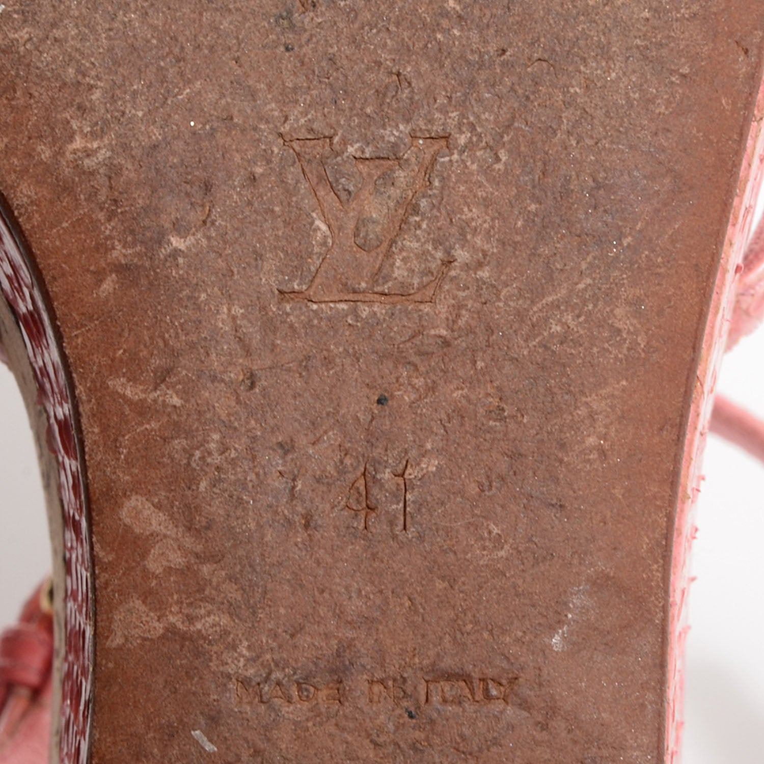 Louis Vuitton Python Leather Wedge Sandals 41 Pink 5 of 5