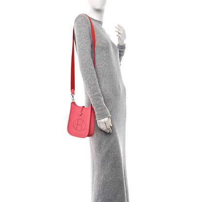 Hermes Taurillon Clemence Amazone Evelyne TPM Rose Azalee Rouge Pivoine 2 of 11