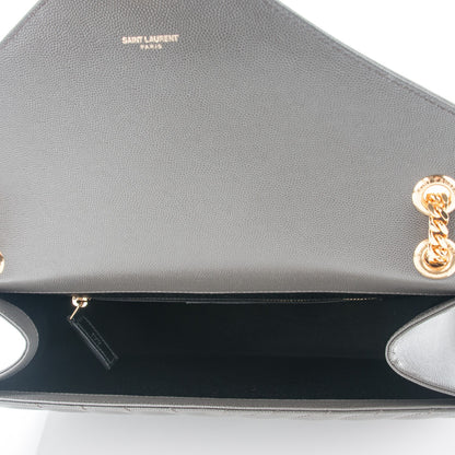 Saint Laurent Grain De Poudre Matelasse Chevron Large Monogram Satchel Earth 6 of 7