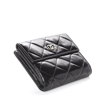 Chanel Patent Quilted Compact French Flap Wallet Black 3 of 7