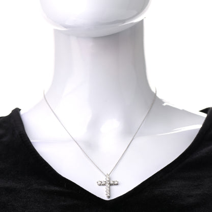 Tiffany Platinum Diamond Large Cross Pendant Necklace 2 of 7