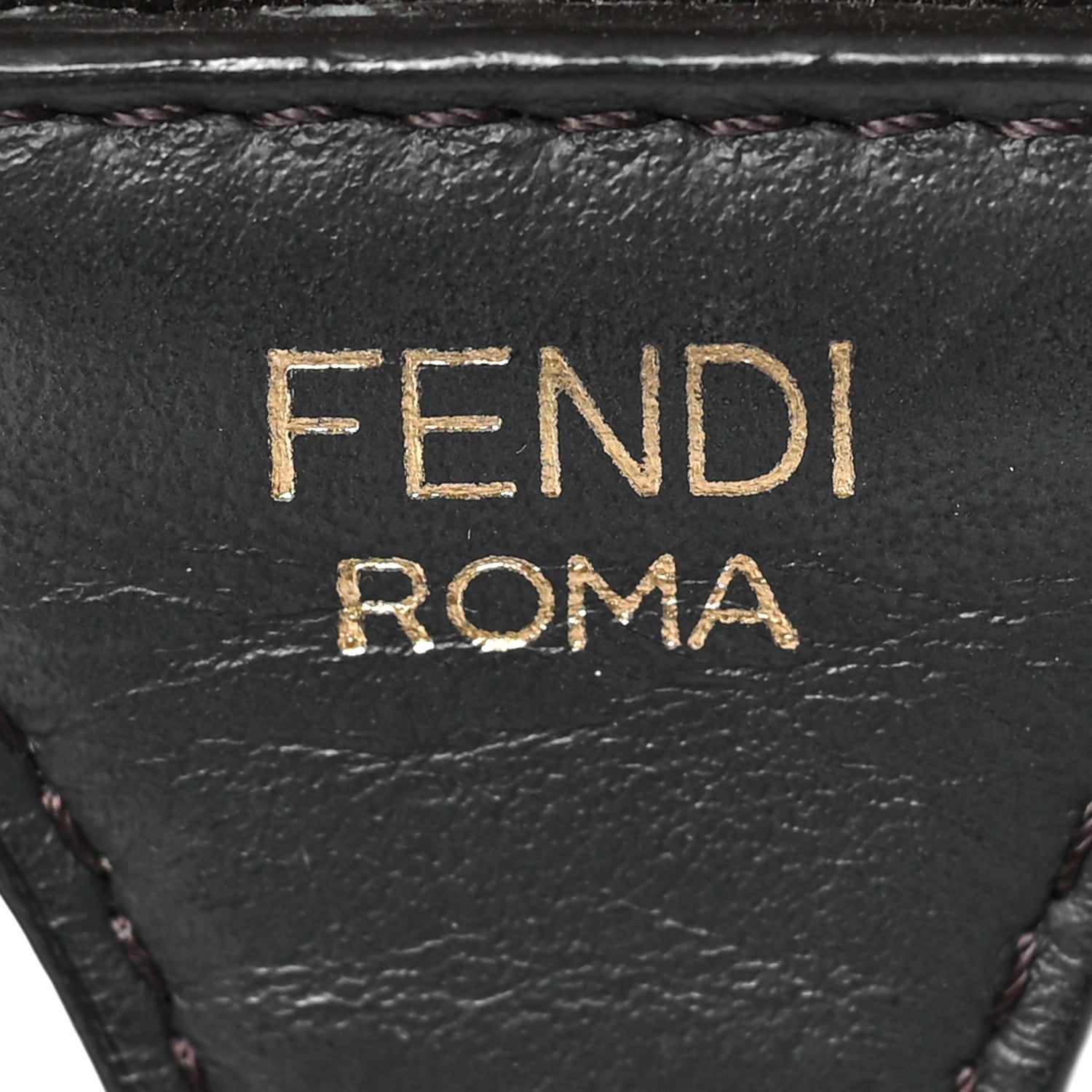 Fendi Ribbon Vitello Century FF 1974 Flat Studded Strap You Fango Marrone Ebano 4 of 4
