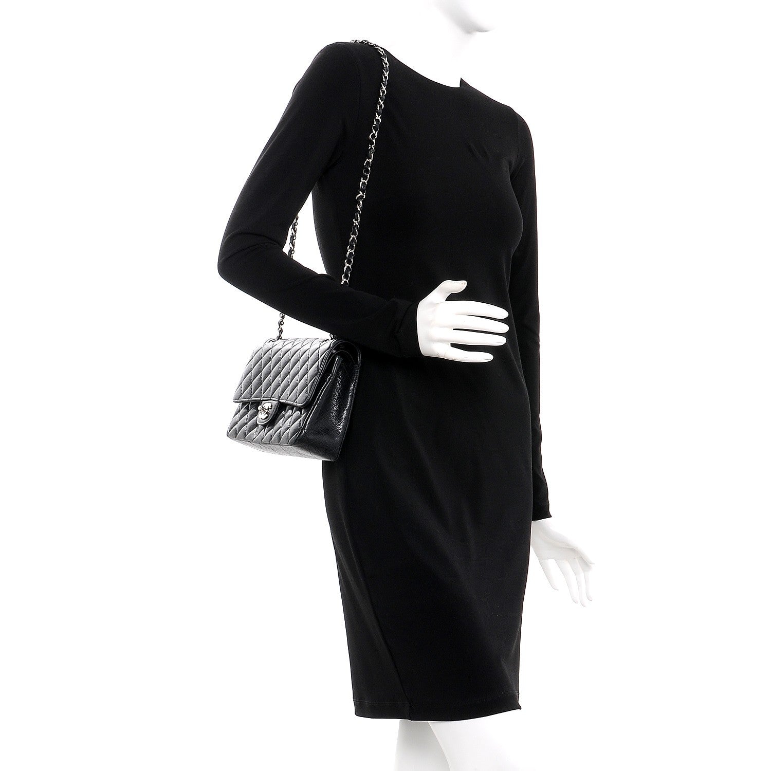 Chanel Caviar Quilted Medium Double Flap Black 2 of 15