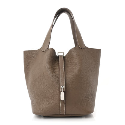 Hermes Taurillon Clemence Picotin Lock 22 MM Etoupe 1 of 12