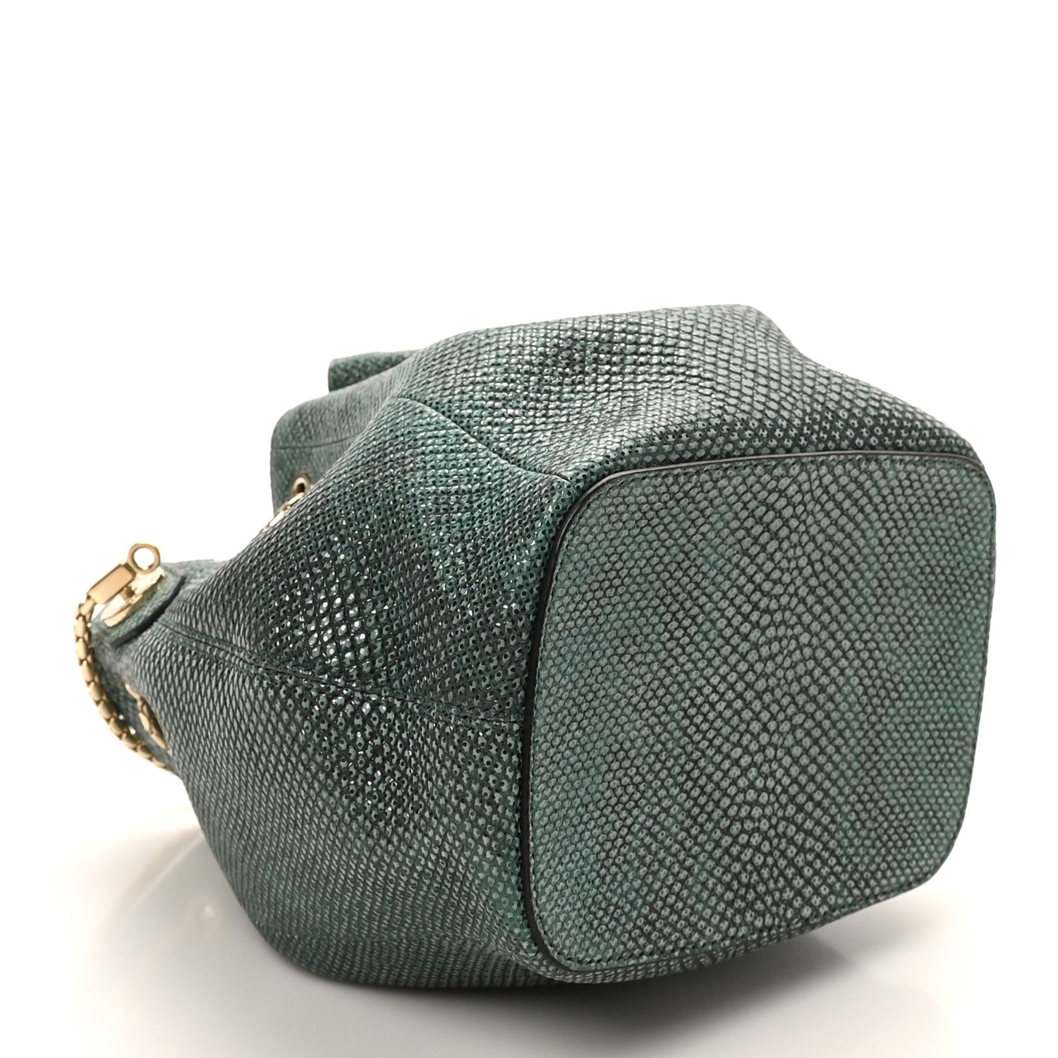 Bulgari Metallic Karung Serpenti Forever Bucket Bag Emerald Green 6 of 17