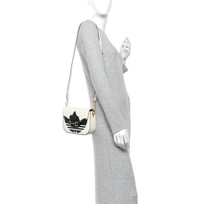 Gucci X ADIDAS Textured Dollar Calfskin Web Trefoil Mini Horsebit 1955 Shoulder Bag Off White Black Off White Black 2 of 11
