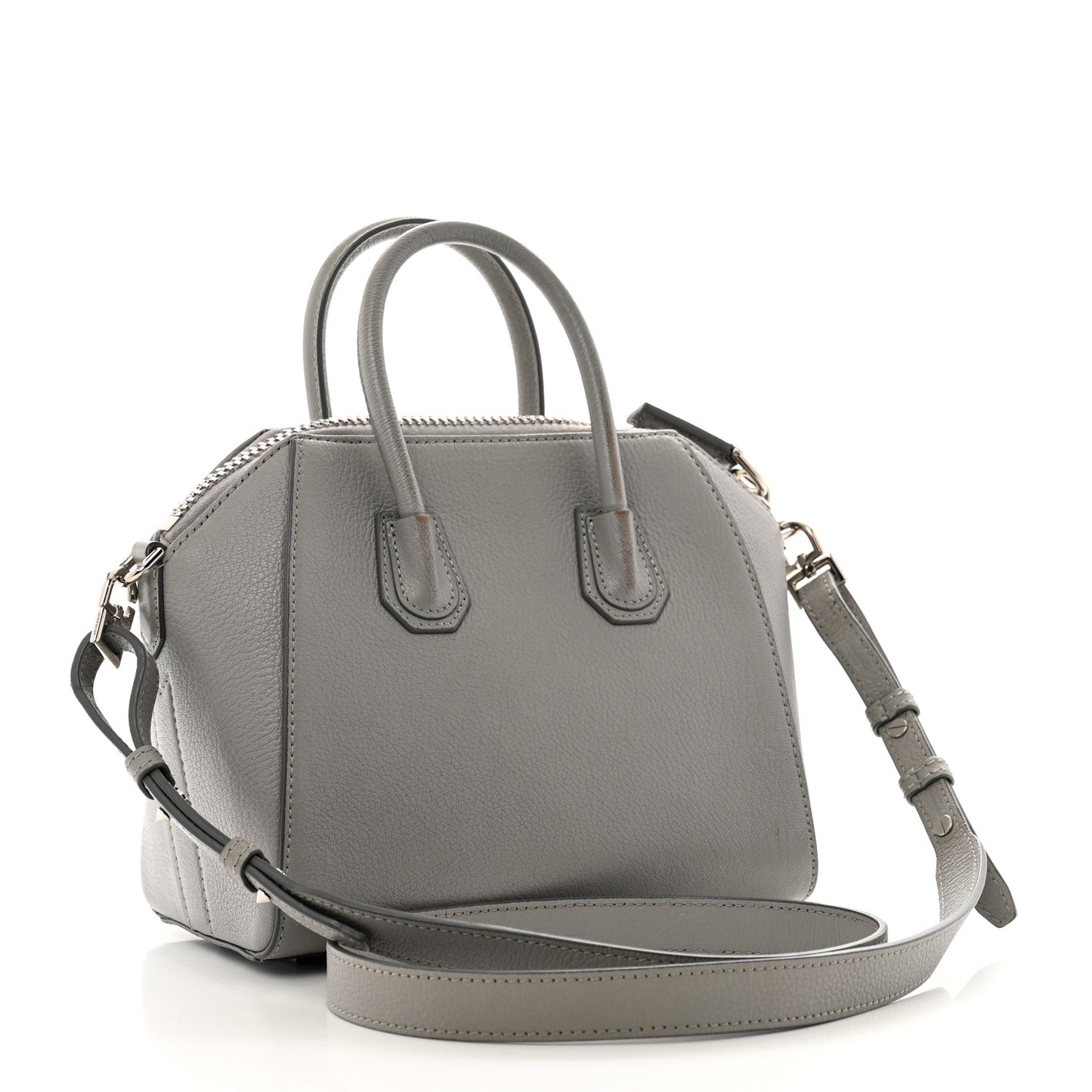 Sugar Goatskin Mini Antigona Pearl Grey