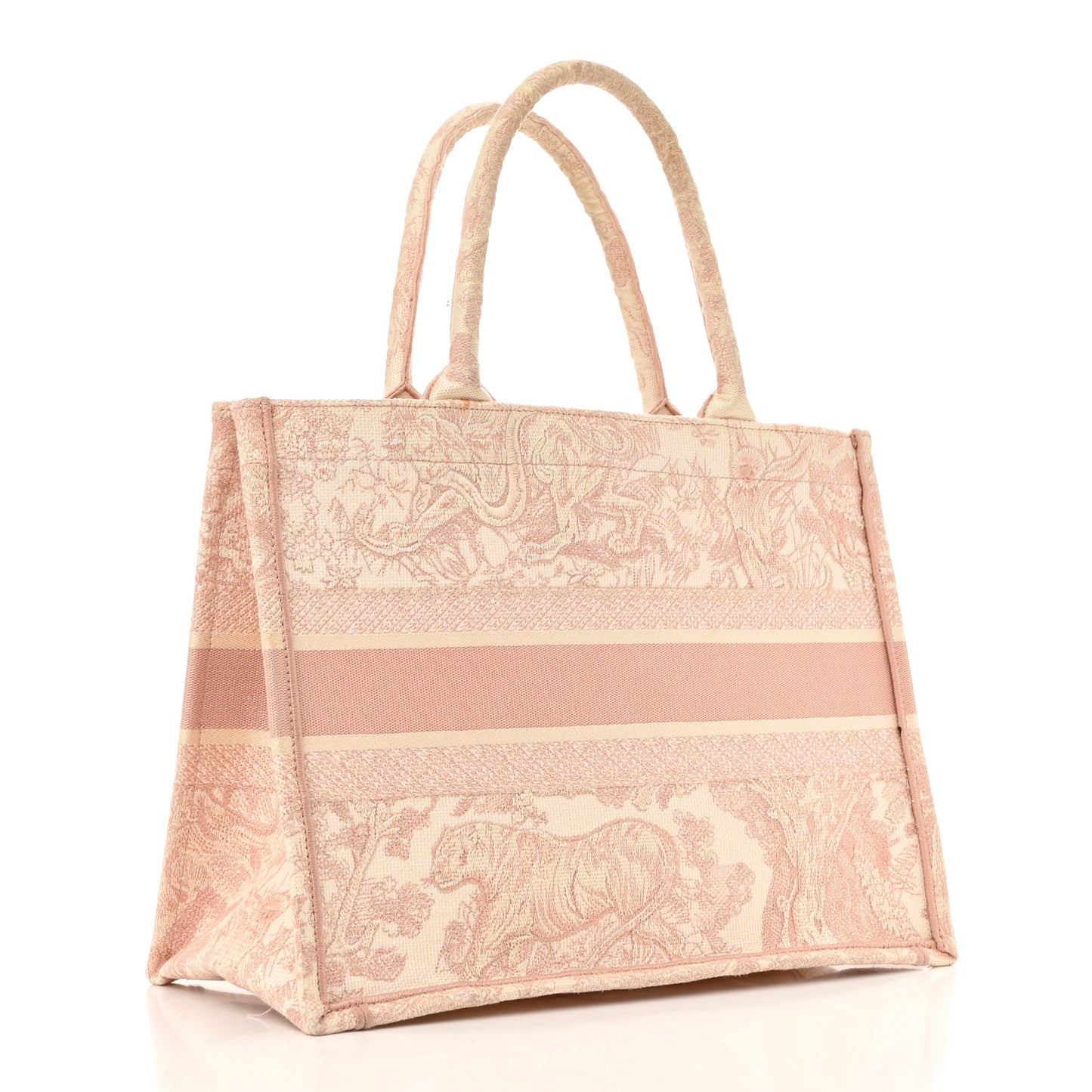 Canvas Embroidered Medium Dioriviera Toile De Jouy Book Tote Rose