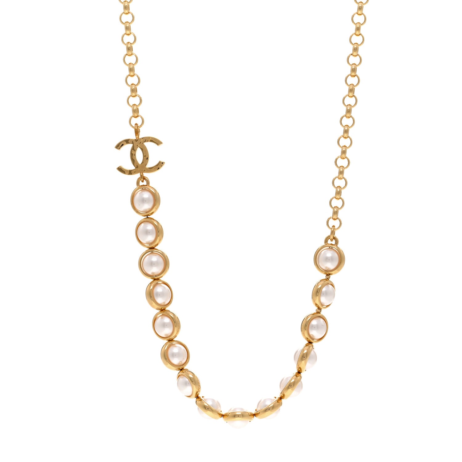 Chanel Pearl CC Short Necklace Gold 1 of 6