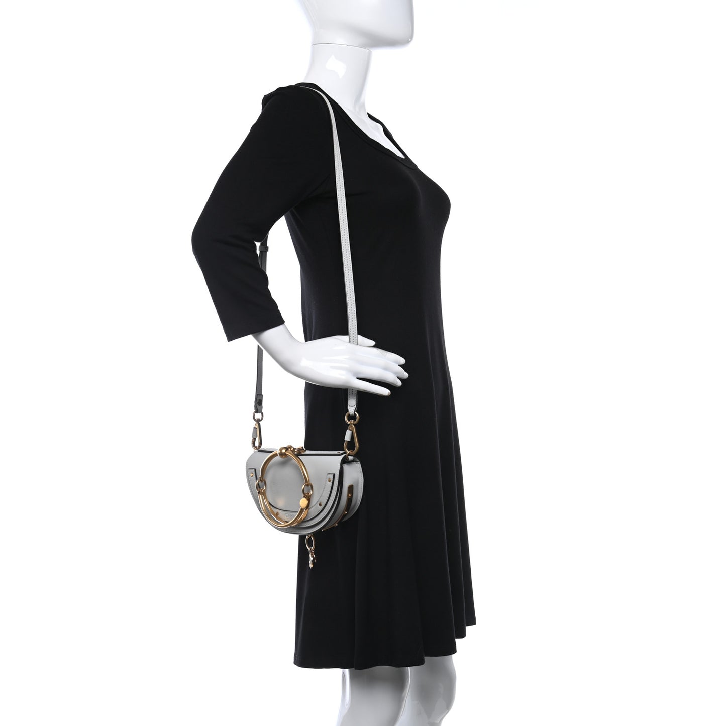 Calfskin Small Nile Bracelet Minaudiere Bag Motty Grey
