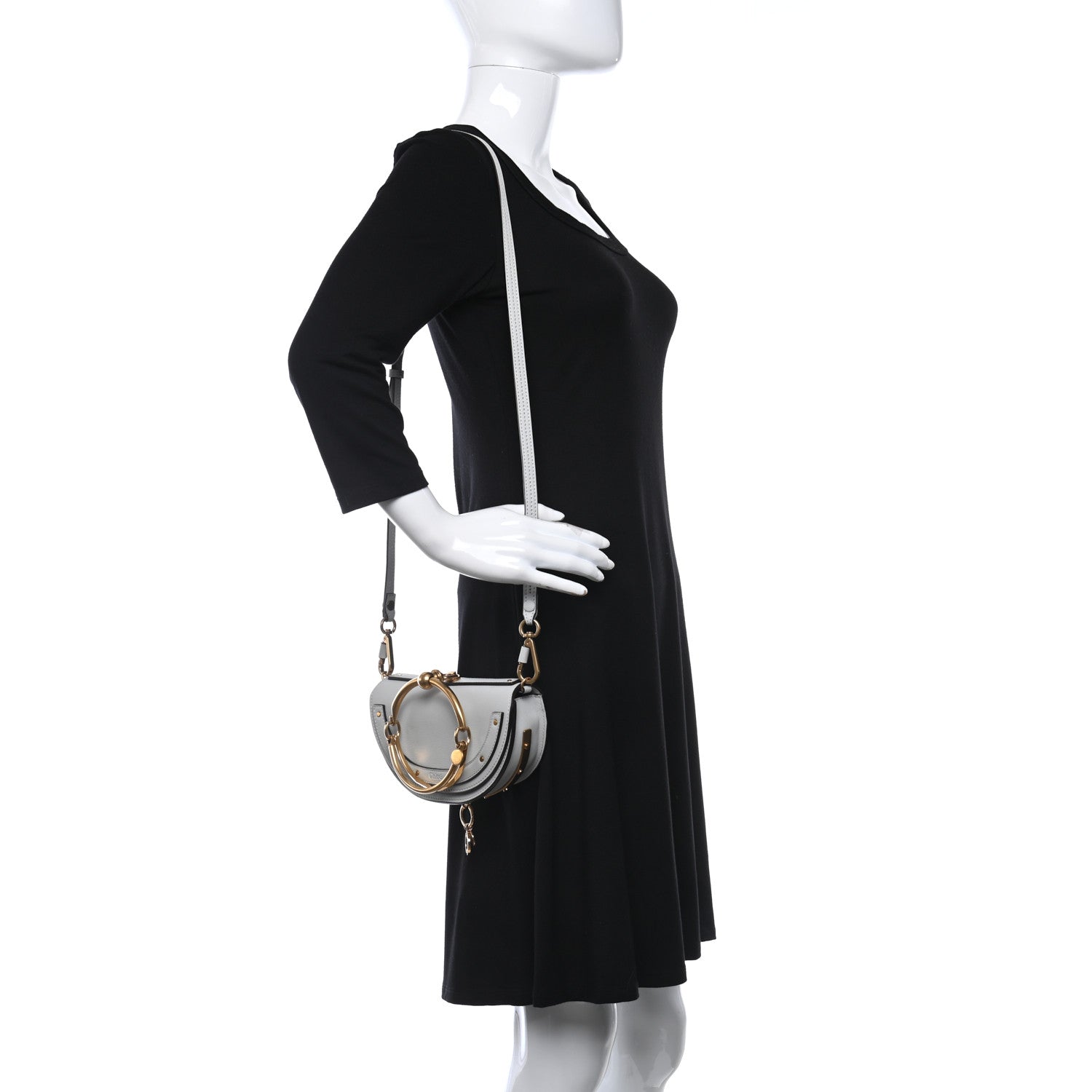 Chloe Calfskin Small Nile Bracelet Minaudiere Bag Motty Grey 3 of 10
