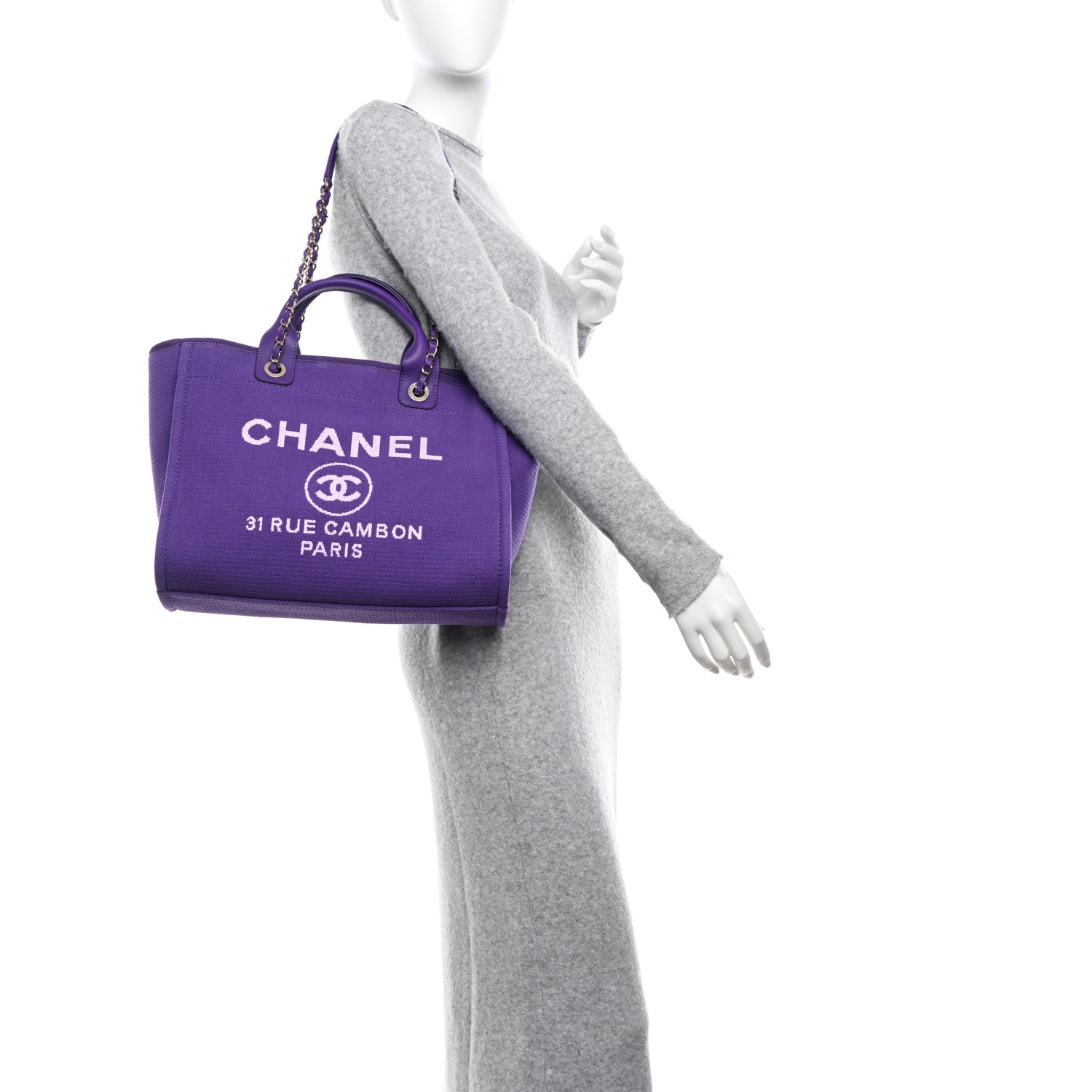 Chanel Mixed Fibers Small Deauville Tote Purple 2 of 12