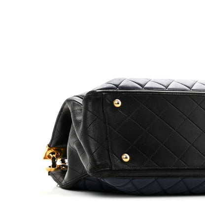 Chanel Lambskin Quilted Elegant CC Shopping Tote Navy Black 9 of 10