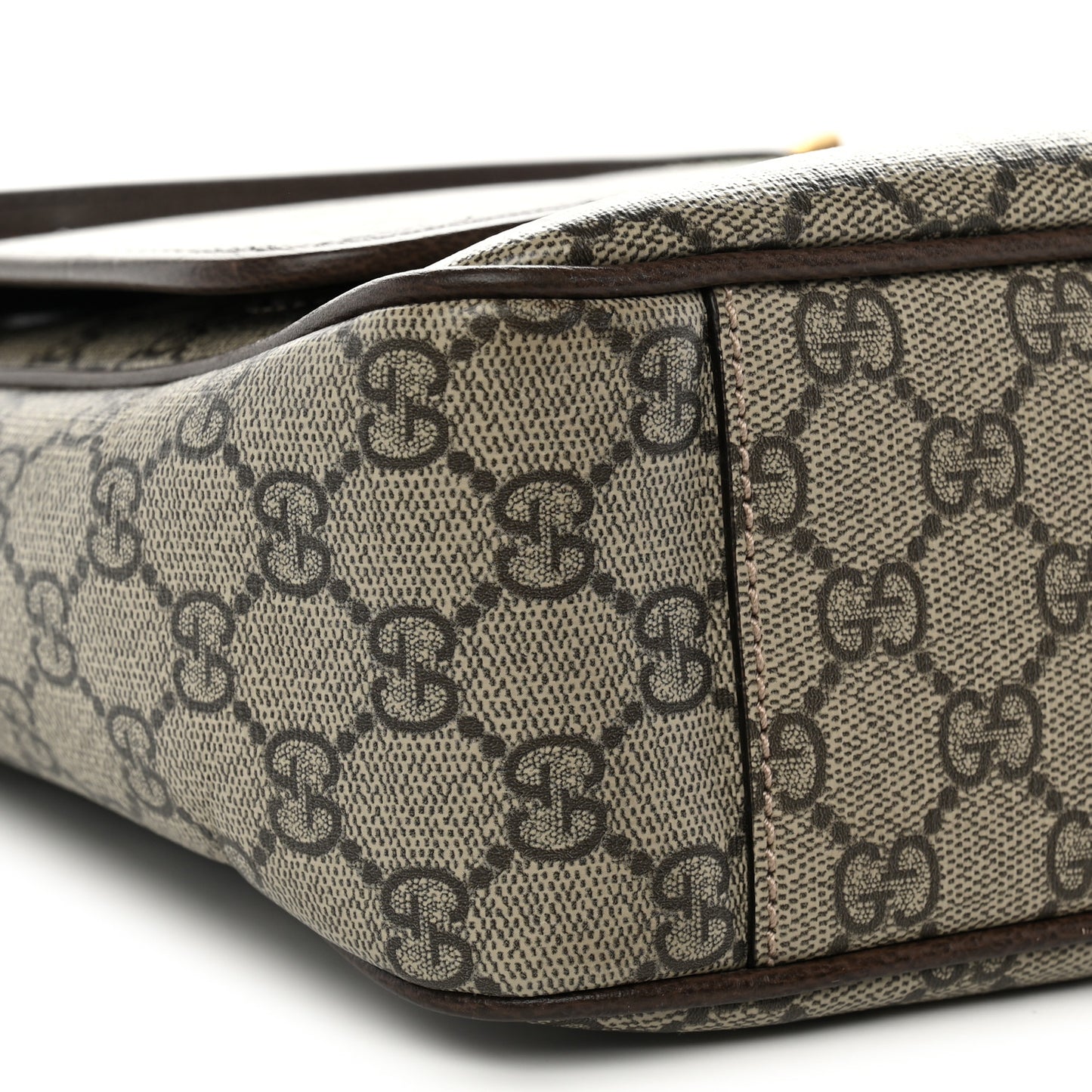 Tender GG Supreme Monogram Textured Dollar Calfskin Ophidia Messenger Bag Beige Ebony Dark Brown