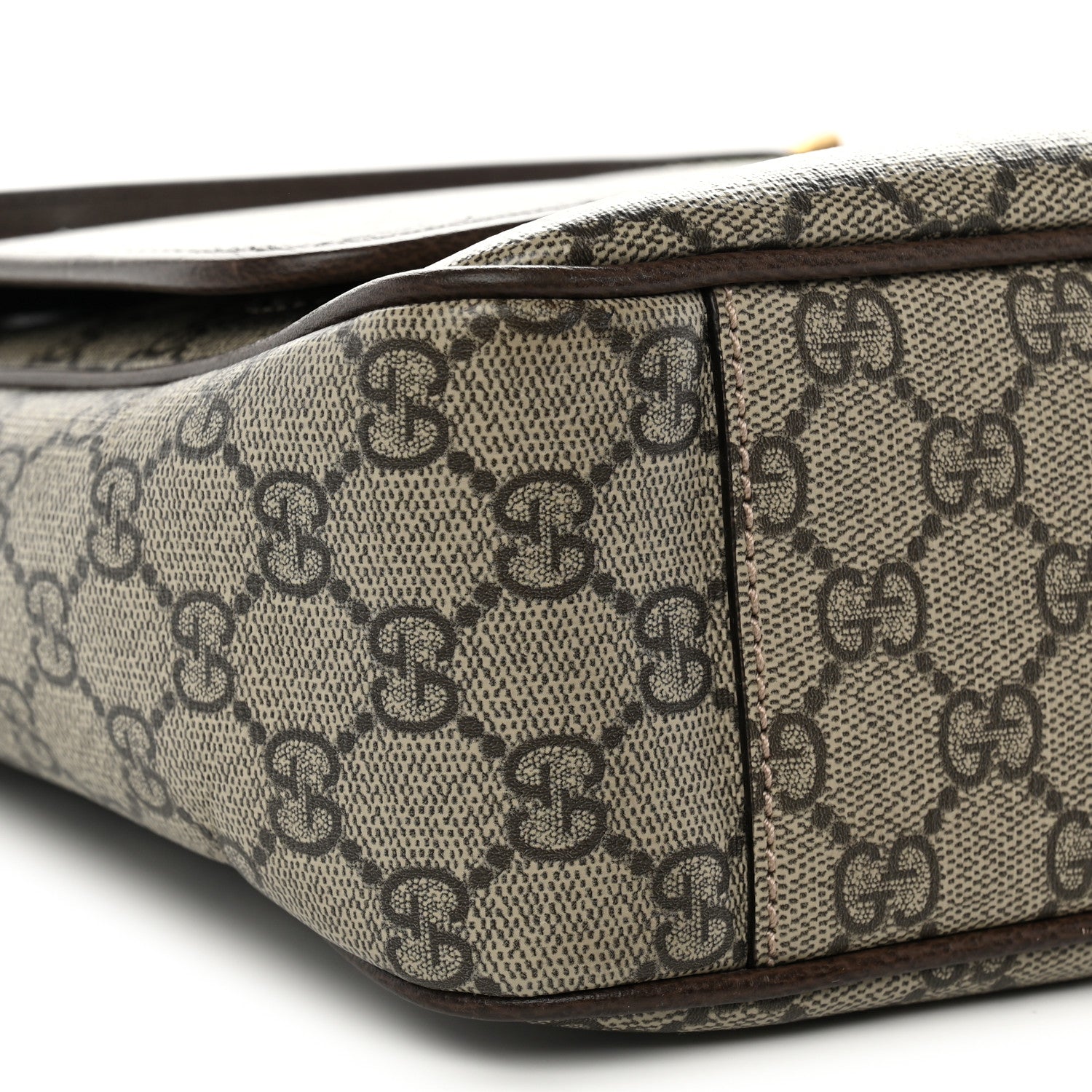 Gucci Tender GG Supreme Monogram Textured Dollar Calfskin Ophidia Messenger Bag Beige Ebony Dark Brown 9 of 10