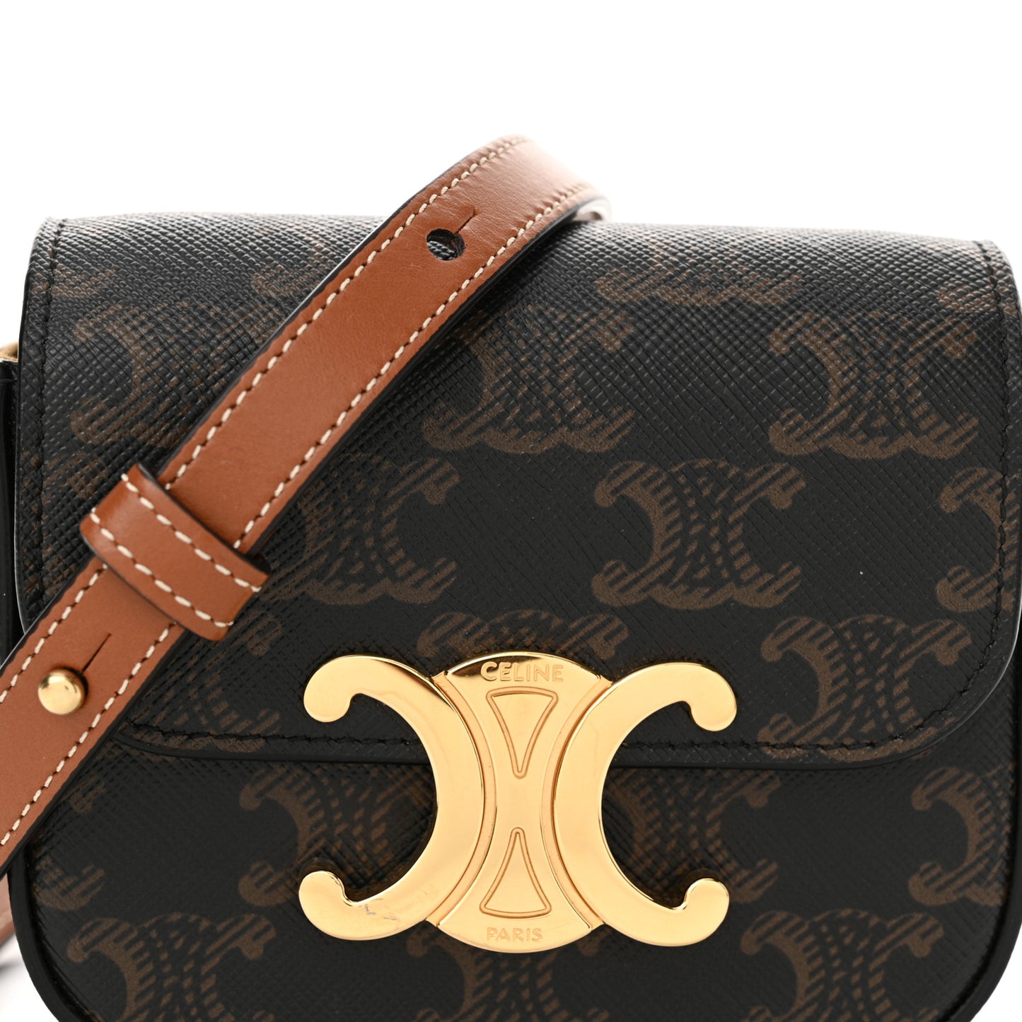 Triomphe Canvas Calfskin Mini Claude Tan