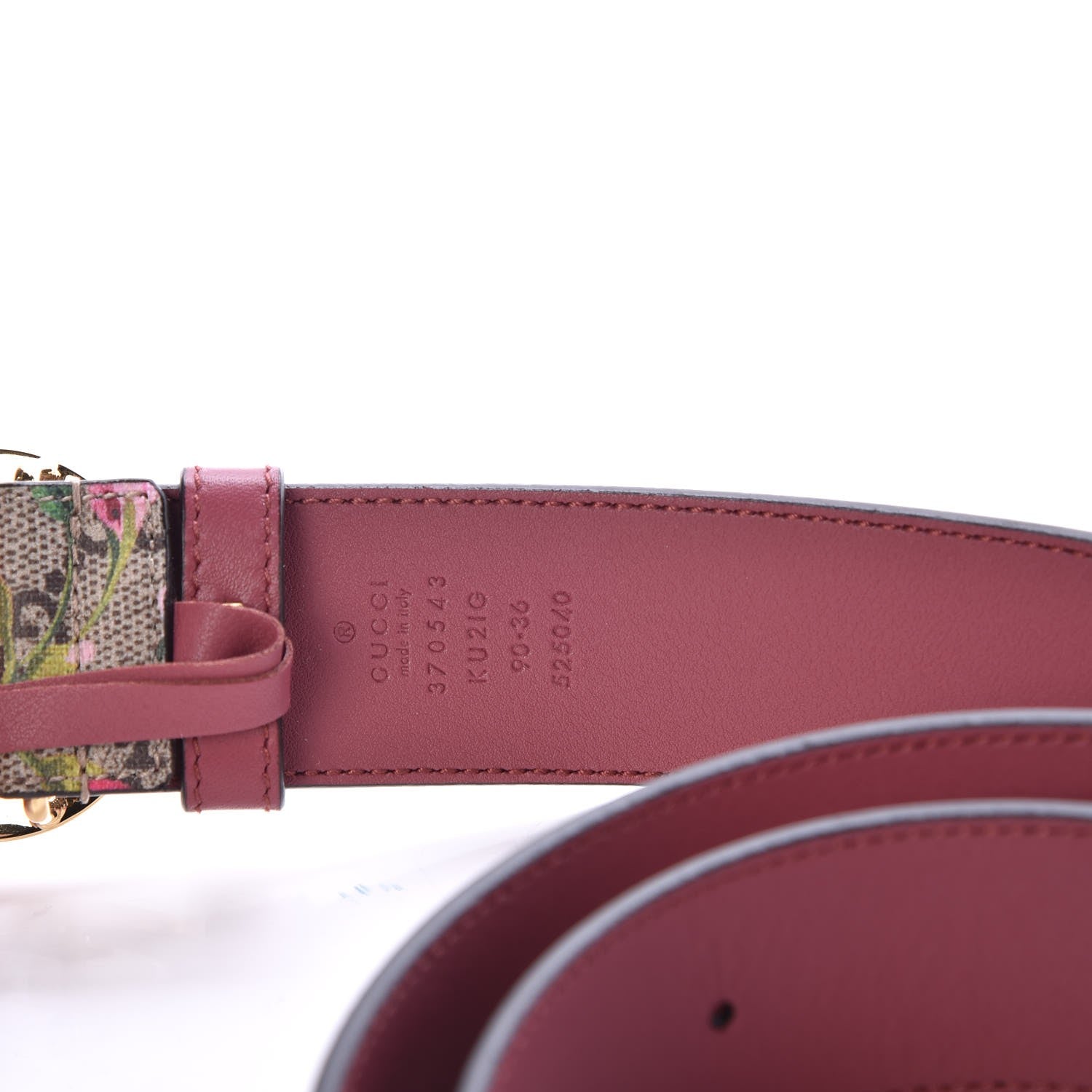 Gucci GG Supreme Monogram Blooms Moon Calfskin Interlocking G 37mm Belt 90 36 Beige Ebony Multicolor Dry Rose 4 of 6