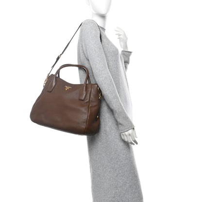 Prada Vitello Daino Shoulder Bag Tabacco 2 of 10