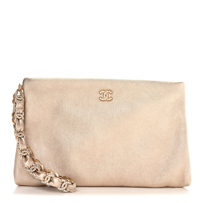 Chanel Metallic Lambskin Crystal Medium CC Pouch With Handle Gold 1 of 9