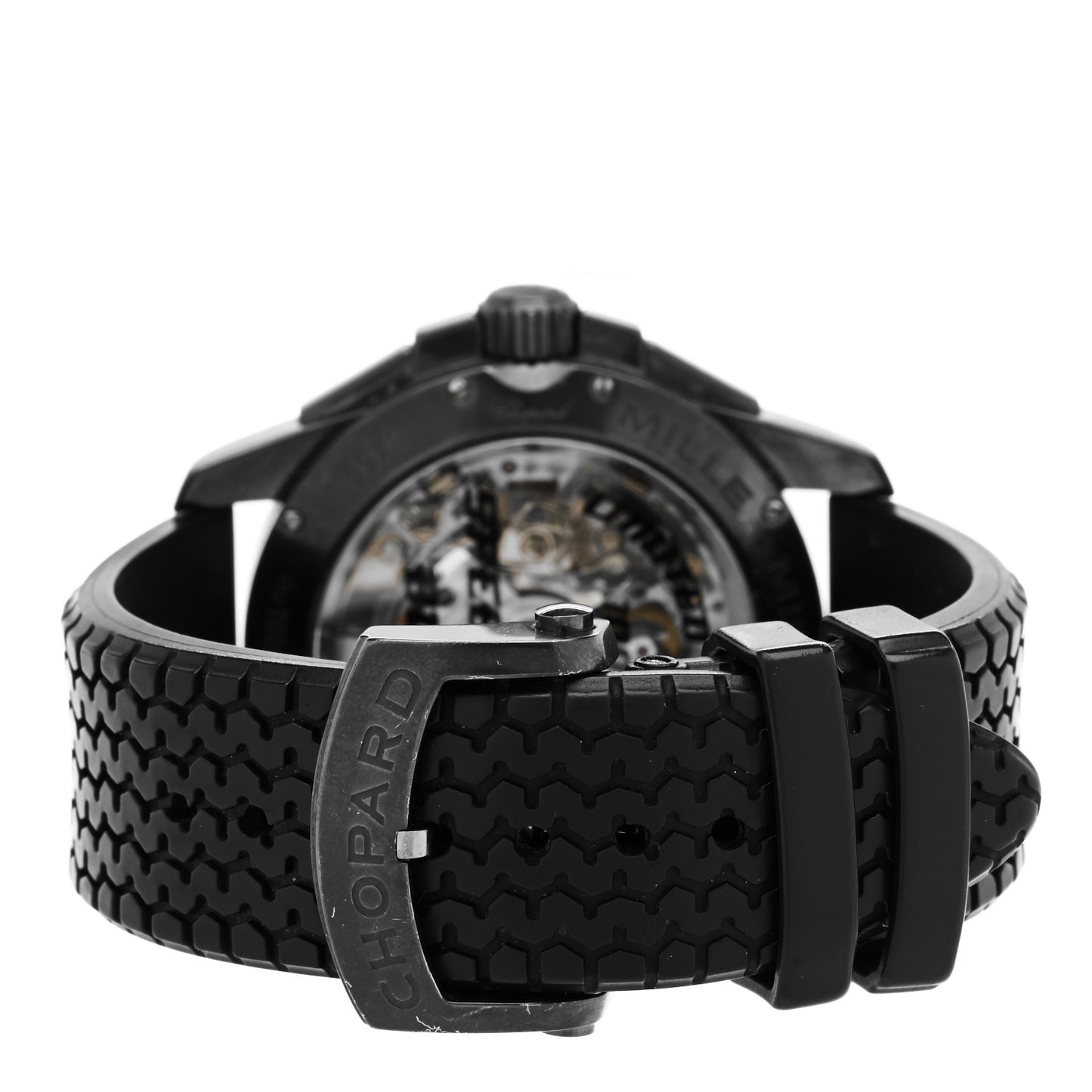 DLC Stainless Steel Rubber 44mm Mille Miglia GT Limited Edition Chronograph Automatic Watch Black
