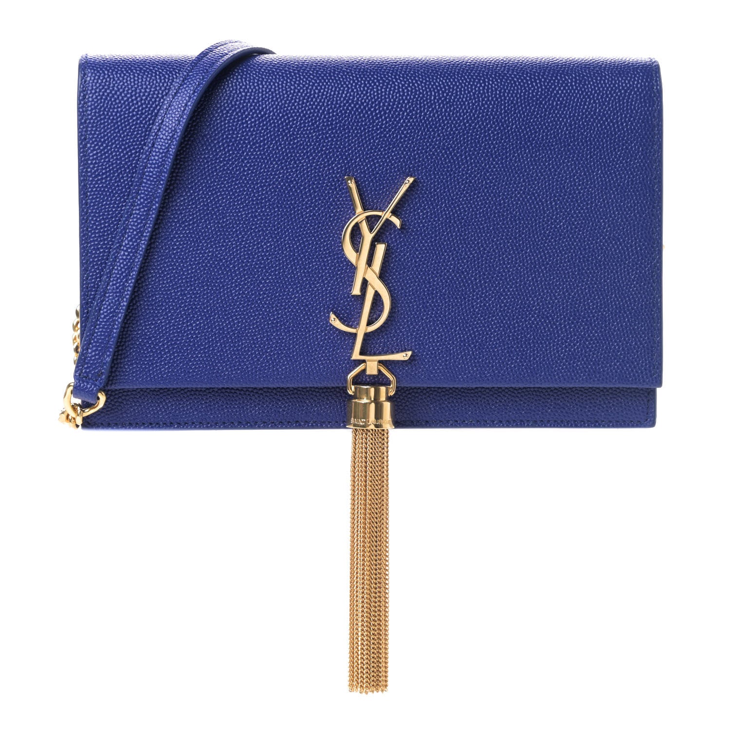Saint Laurent Grain De Poudre Classic Monogram Kate Tassel Chain Wallet Saphir Bleu 1 of 4